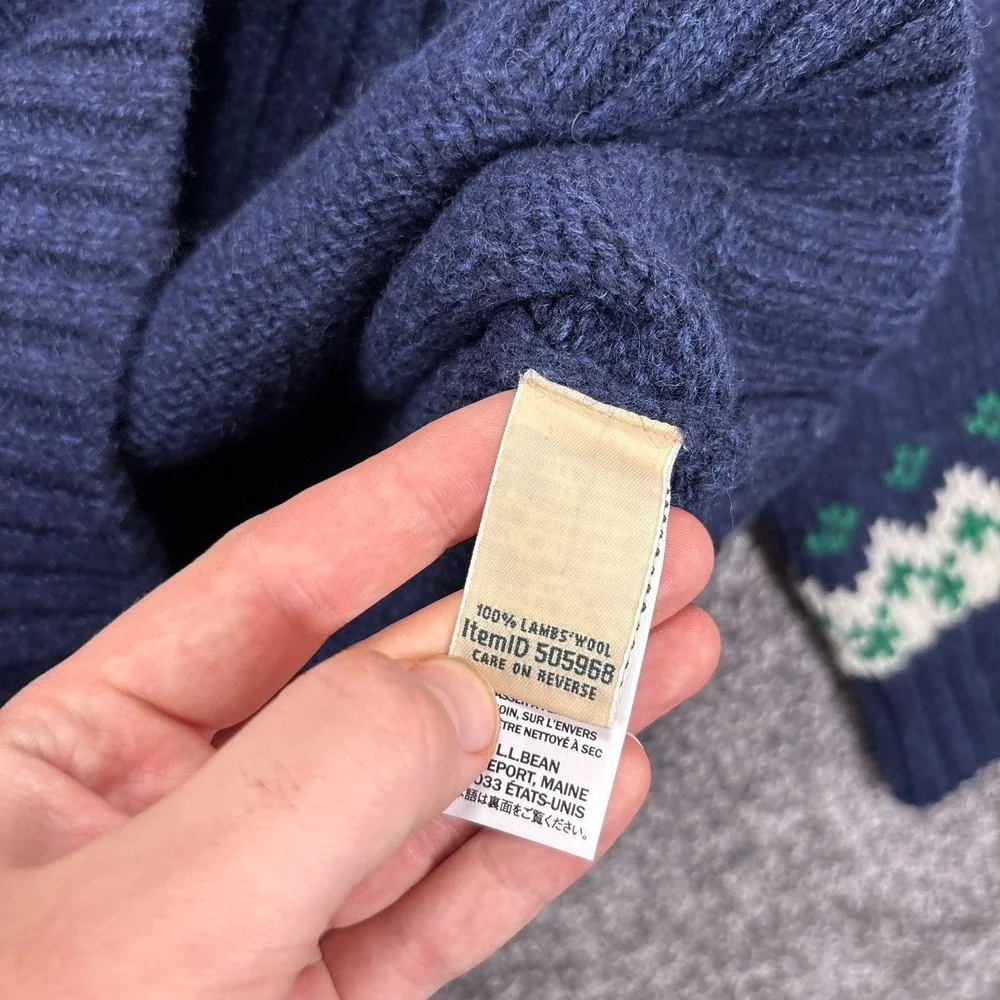L.L. Bean Lambswool Fair Isle Sweater Womens Small Petite Nordic Knit Fisherman - Picture 7 of 10